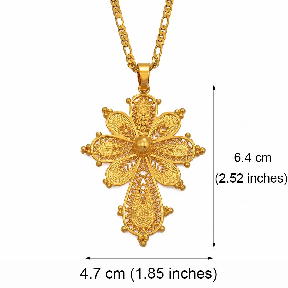 Golden Ethiopian Cross Pendant Chain Necklace-Necklaces-Innovato Design-18-Innovato Design