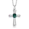 Elegant Stainless Steel Cross with Crystals Pendant and Necklace-Necklaces-Innovato Design-Silver & Green-Innovato Design