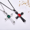 Elegant Stainless Steel Cross with Crystals Pendant and Necklace-Necklaces-Innovato Design-Black & Red-Innovato Design