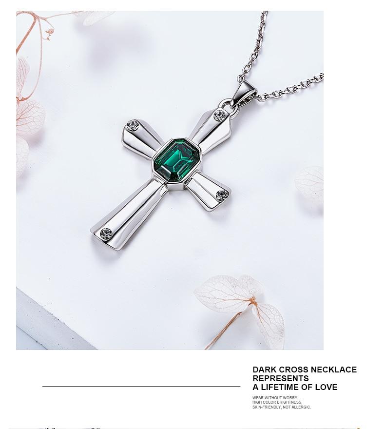Elegant Stainless Steel Cross with Crystals Pendant and Necklace-Necklaces-Innovato Design-Black & Red-Innovato Design