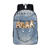 Blue Nylon Denim 20 to 35 Litre Backpack with Pet Design for Children-Denim Backpacks-Innovato Design-Dogs-Innovato Design
