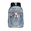 Blue Nylon Denim 20 to 35 Litre Backpack with Pet Design for Children-Denim Backpacks-Innovato Design-Dog-Innovato Design