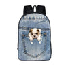 Blue Nylon Denim 20 to 35 Litre Backpack with Pet Design for Children-Denim Backpacks-Innovato Design-Small Dog 2-Innovato Design