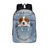 Blue Nylon Denim 20 to 35 Litre Backpack with Pet Design for Children-Denim Backpacks-Innovato Design-Small Dog-Innovato Design