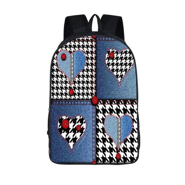 Blue Nylon Denim 20 to 35 Litre Backpack with Pet Design for Children-Denim Backpacks-Innovato Design-Heart-Innovato Design