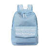 Blue Nylon Denim School Backpack for Teenage Girls-Denim Backpacks-Innovato Design-Light Blue 1-Innovato Design