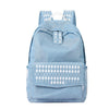 Blue Nylon Denim School Backpack for Teenage Girls-Denim Backpacks-Innovato Design-Light Blue 2-Innovato Design