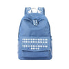 Blue Nylon Denim School Backpack for Teenage Girls-Denim Backpacks-Innovato Design-Dark Blue 2-Innovato Design
