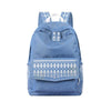 Blue Nylon Denim School Backpack for Teenage Girls-Denim Backpacks-Innovato Design-Dark Blue 3-Innovato Design
