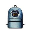 Cotton Denim School 20 to 35 Litre Backpack For Teenage Girls-Denim Backpacks-Innovato Design-Blue-Bad Boy-Innovato Design