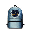 Cotton Denim School 20 to 35 Litre Backpack For Teenage Girls-Denim Backpacks-Innovato Design-Blue-I'm Signle-Innovato Design
