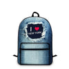 Cotton Denim School 20 to 35 Litre Backpack For Teenage Girls-Denim Backpacks-Innovato Design-Blue-I Love New York-Innovato Design