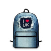 Cotton Denim School 20 to 35 Litre Backpack For Teenage Girls-Denim Backpacks-Innovato Design-Blue-I Love UK-Innovato Design