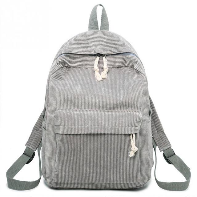 Velvet Lightweight Backpack for Students-corduroy backpacks-Innovato Design-Gray-Innovato Design
