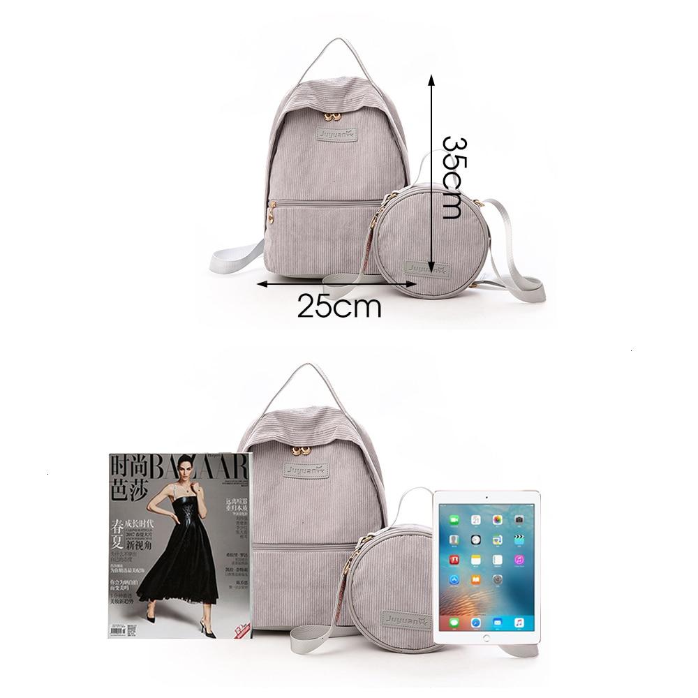 2 Pieces Corduroy School 20 to 35 Litre Backpack-corduroy backpacks-Innovato Design-Gray-Innovato Design