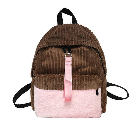 Two Tone Corduroy School Backpacks - InnovatoDesign
