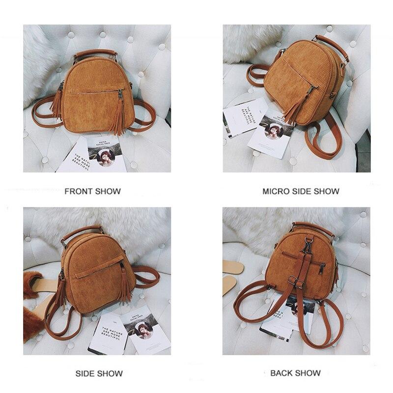 Bohemian Corduroy Small Tassel 20 Litre Backpack-corduroy backpacks-Innovato Design-Brown-Innovato Design