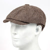 Woolen Herringbone Tweed Newsboy Cap-Hats-Innovato Design-Brown-XL-Innovato Design