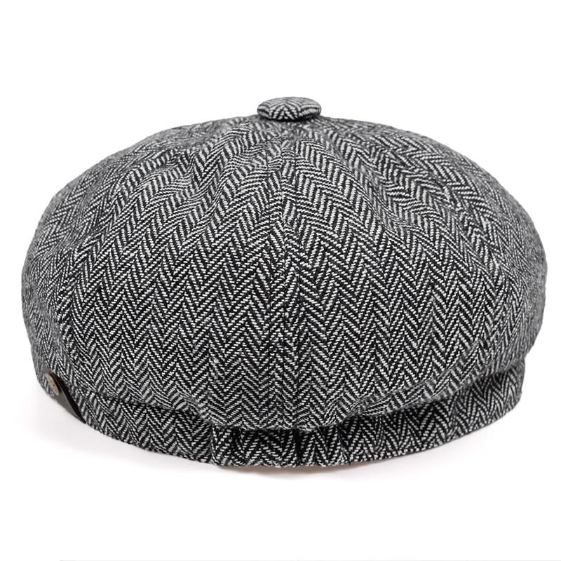 Woolen Herringbone Tweed Newsboy Cap-Hats-Innovato Design-Brown-XL-Innovato Design