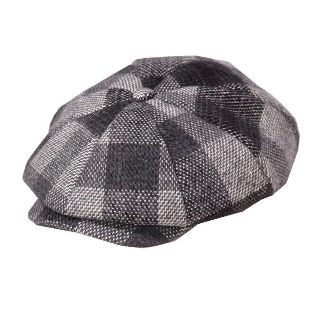 Vintage Plaid Tweed Woolen Newsboy Cap-Hats-Innovato Design-Red-M-Innovato Design