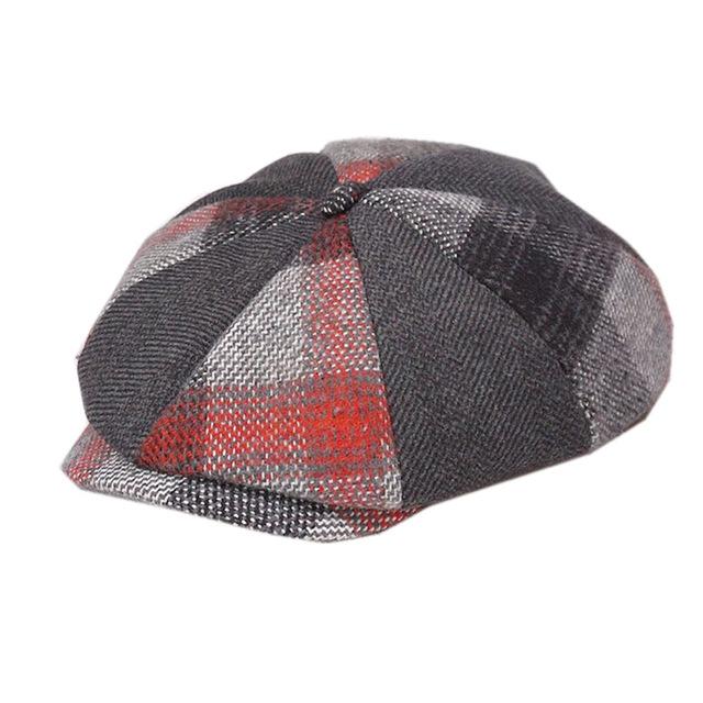 Vintage Plaid Tweed Woolen Newsboy Cap-Hats-Innovato Design-Patchwork-M-Innovato Design