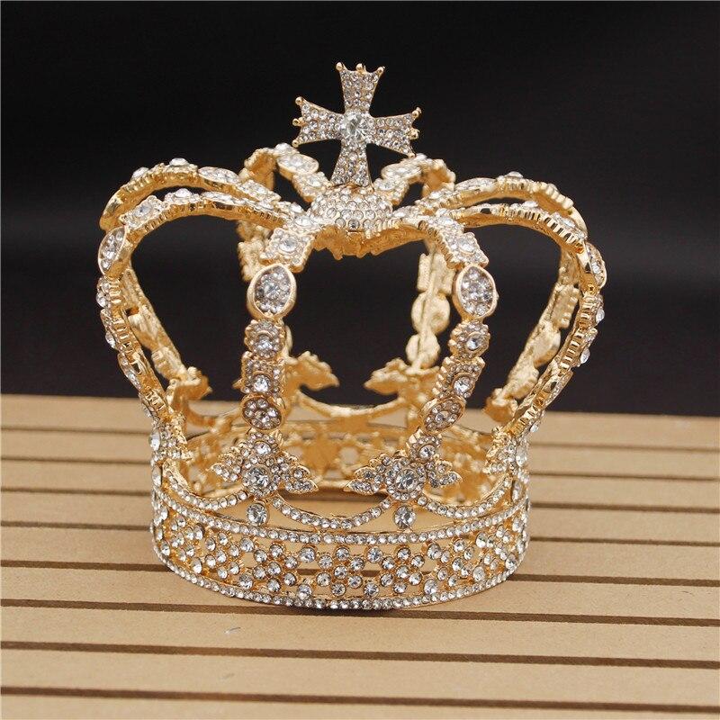 Royal Queen & King Crown with Zirconia and Cross for Wedding-Crowns-Innovato Design-Gold-Innovato Design