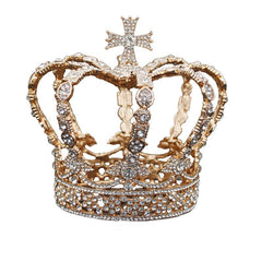 Royal Queen & King Crown with Zirconia and Cross for Wedding-Crowns-Innovato Design-Gold-Innovato Design