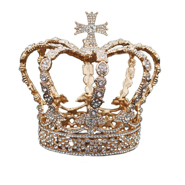 Royal Queen & King Crown with Zirconia and Cross for Wedding - InnovatoDesign