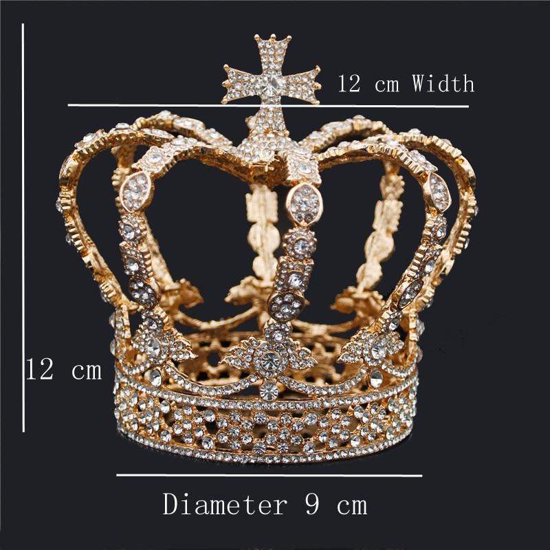 Royal Queen & King Crown with Zirconia and Cross for Wedding-Crowns-Innovato Design-Gold-Innovato Design