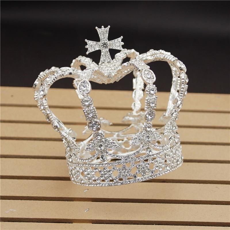 Royal Queen & King Crown with Zirconia and Cross for Wedding-Crowns-Innovato Design-Silver-Innovato Design