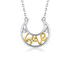 Two-tone 925 Sterling Silver and Gold Crescent Moon Love Pendant - InnovatoDesign