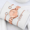 Women Diamond Sand Quartz Watch and Crystal Bracelet Jewelry Set-Jewelry Sets-Innovato Design-Rose Gold-Innovato Design
