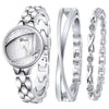 Women Diamond Sand Quartz Watch and Crystal Bracelet Jewelry Set-Jewelry Sets-Innovato Design-Silver-Innovato Design
