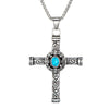 Rod Cross with Turquoise Stone and Tribal Design Necklace - InnovatoDesign