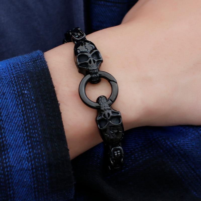 316L Stainless Steel Skull Byzantine Chain Bracelet-Skull Bracelet-Innovato Design-Silver-Innovato Design