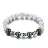 Black Natural Lava Stone Beads with Skull-Skull Bracelet-Innovato Design-White-Innovato Design
