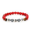 Black Natural Lava Stone Beads with Skull-Skull Bracelet-Innovato Design-Red-Innovato Design
