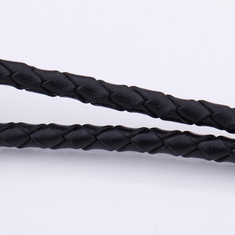 Black Two Strand Braided Leather Skull with Cubic Zirconia Bracelet-Skull Bracelet-Innovato Design-Innovato Design