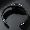 Black Multi-braided Leather Stainless Steel Skull on Cross Bracelet - InnovatoDesign