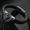 Black Braided Leather Stainless Steel Egyptian Skull Bracelet-Skull Bracelet-Innovato Design-7.3-Innovato Design