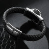 Black Braided Leather Stainless Steel Egyptian Skull Bracelet - InnovatoDesign