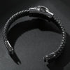 Black Braided Leather Stainless Steel Egyptian Skull Bracelet-Skull Bracelet-Innovato Design-7.3-Innovato Design