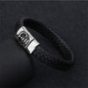 Black and Blue Braided Leather Stainless Steel Skull Bracelet - InnovatoDesign