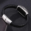 Black Braided Leather Stainless Steel Skull and Crossbones Bracelet-Skull Bracelet-Innovato Design-6.5-Innovato Design