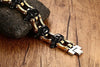 Black and Gold Stainless Steel Skull Biker Bracelet - InnovatoDesign
