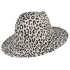 Wide Brim Leopard Wool Felt Fedora Hat-Hats-Innovato Design-White-Innovato Design