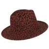 Wide Brim Leopard Wool Felt Fedora Hat-Hats-Innovato Design-Red-Innovato Design