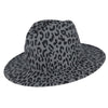 Wide Brim Leopard Wool Felt Fedora Hat-Hats-Innovato Design-Grey-Innovato Design