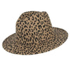 Wide Brim Leopard Wool Felt Fedora Hat-Hats-Innovato Design-Khaki-Innovato Design
