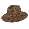 Wide Brim Leopard Wool Felt Fedora Hat-Hats-Innovato Design-Brown-Innovato Design